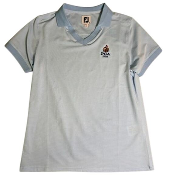 Footjoy FJ Golf Shirt Womens Medium V Neck PGA Frisco Embroidered Performance - Picture 1 of 6